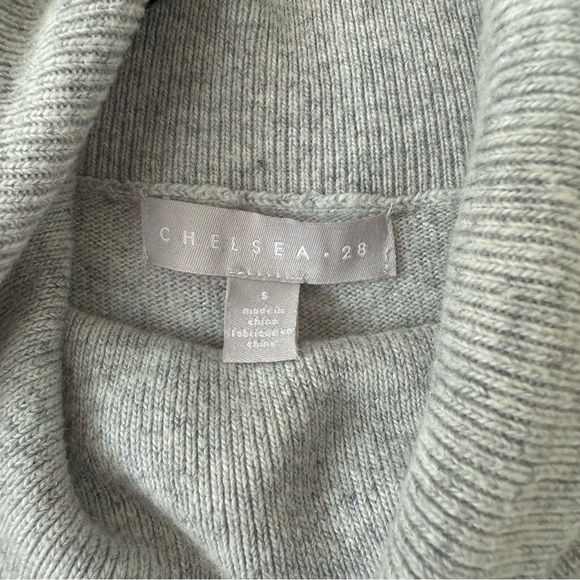 Chelsea 28 Pima Cotton Cashmere Blend Heather Gray Rounded Turtle Neck Sweater - Picture 5 of 8